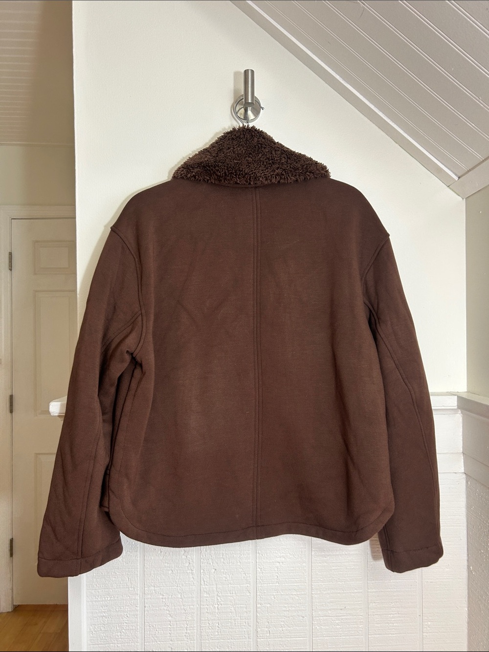 Athleta Dark Brown Westbound Sherpa Jacket Medium Faux Fur - Picture 3 of 6